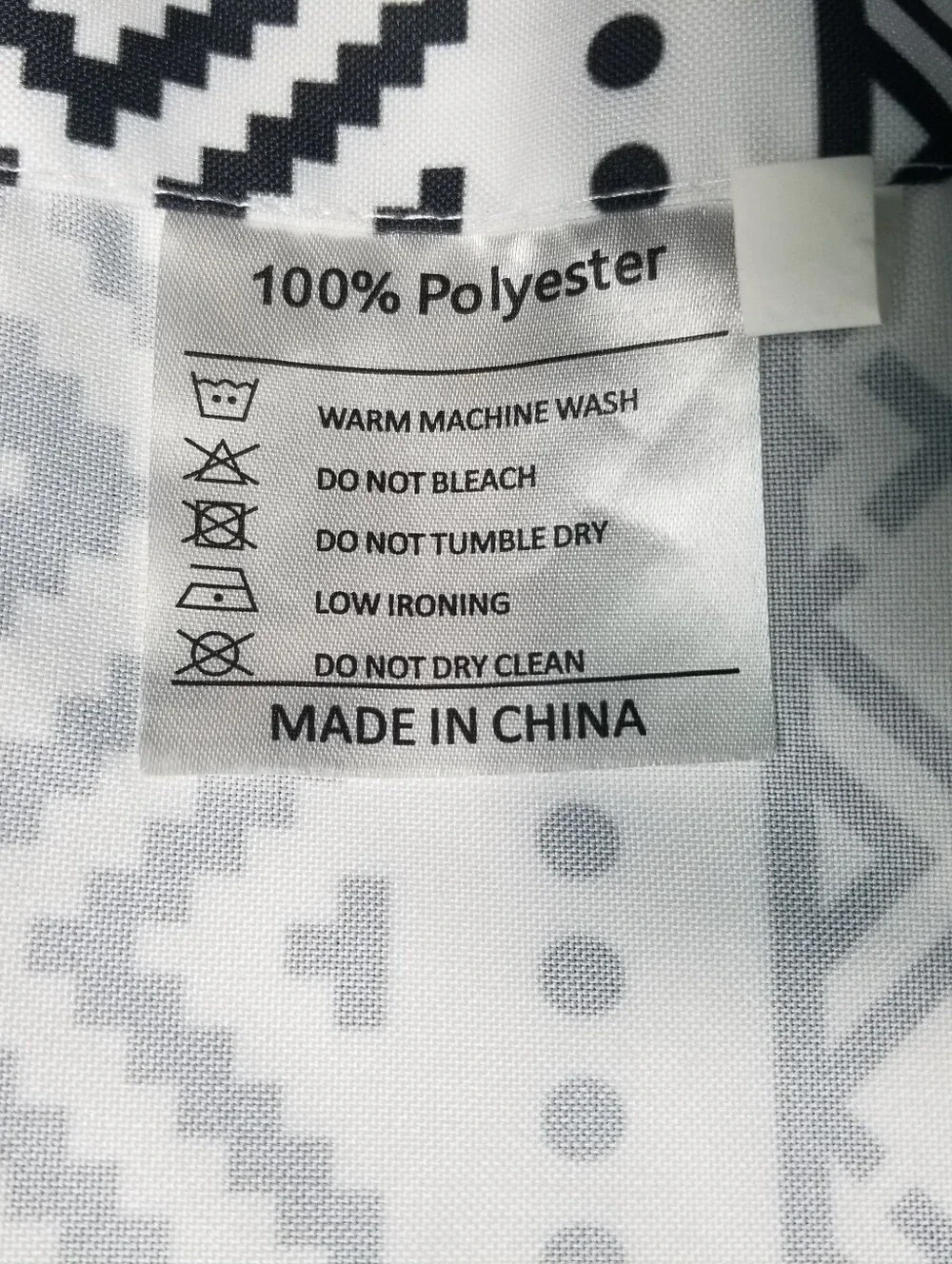 WHITE WITH BLACK GEOMETRIC PATTERN CURTAINS